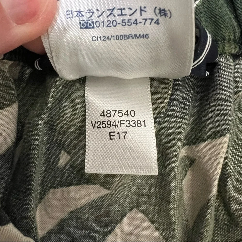 Lands End Green Leaf Print Pull On Belted Skirt size 2P
